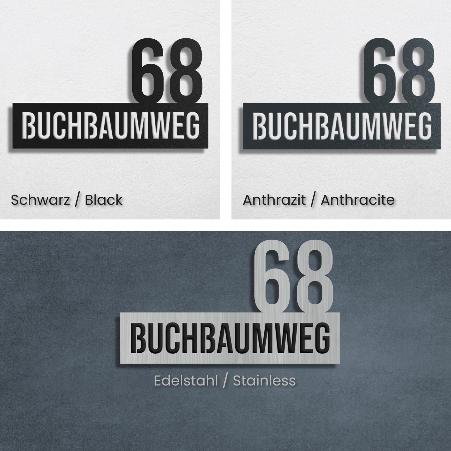 Minimalistisches Straßenschild mit Premium Buchstaben