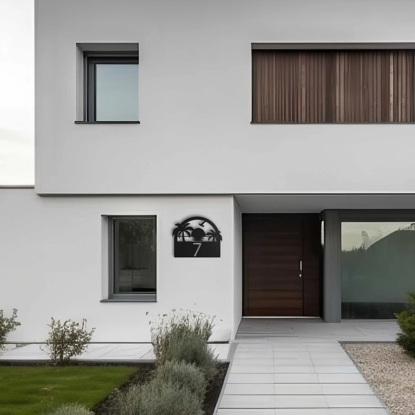 Sonnenuntergang Hausschild mit Nummer WesterWerk