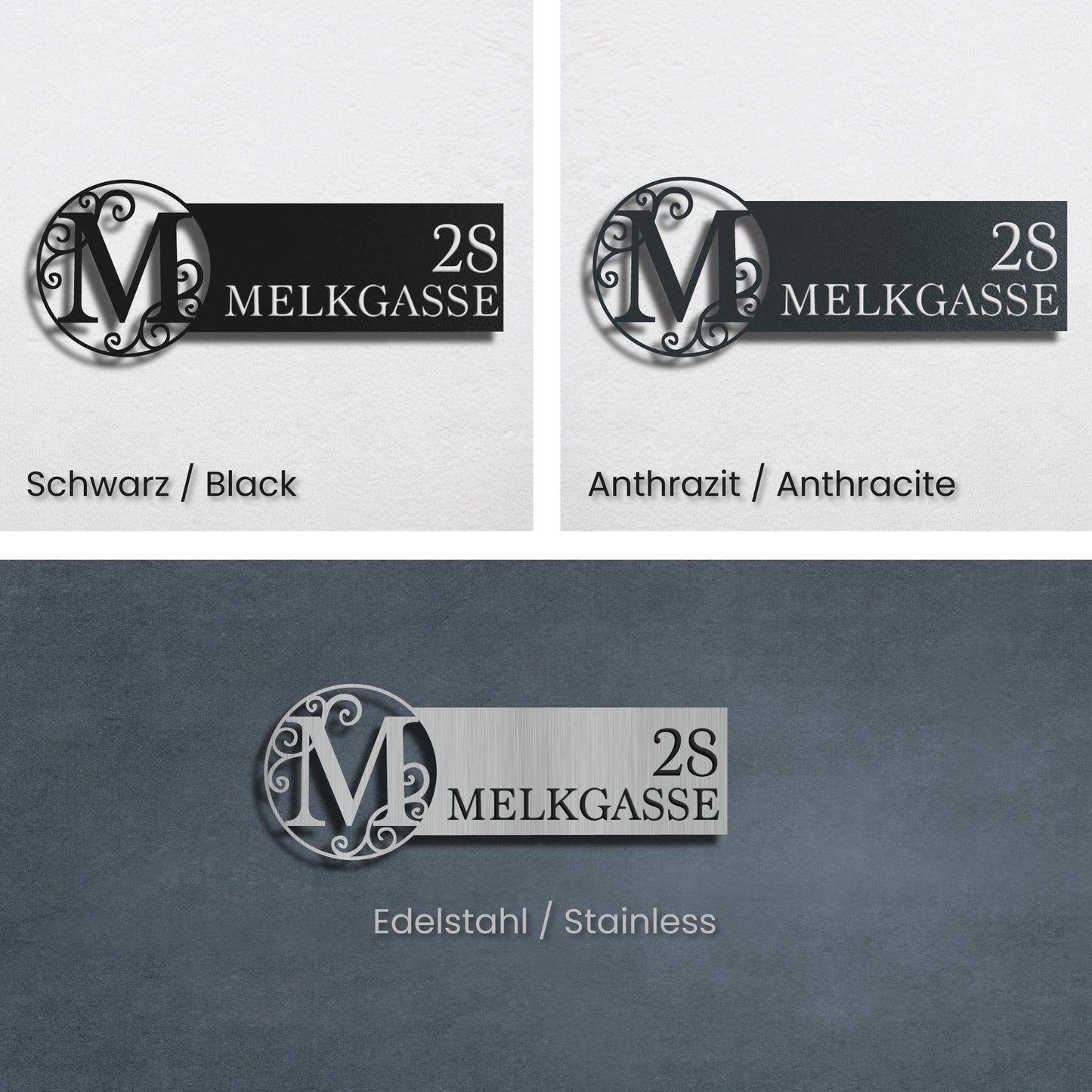 Monogramm Straßenschild aus Stahl