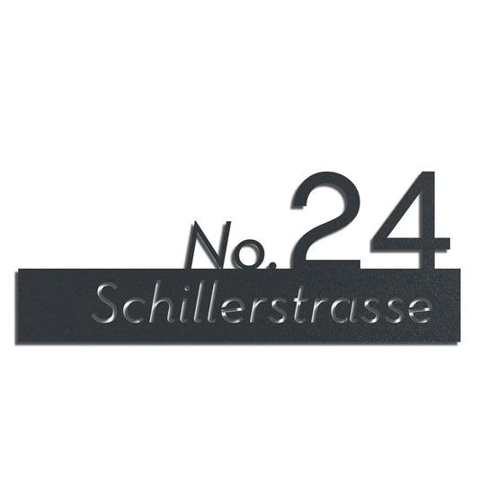 Moderne Nummer auf Straße – Edelstahl Anthrazit RAL 7016