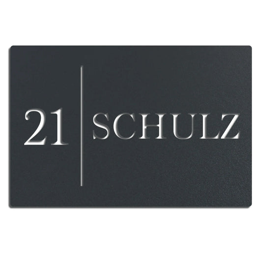 Modernes Nummern und Namensschild – Edelstahl Anthrazit RAL 7016