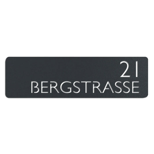 Modernes Straßenschild (Schild) – Edelstahl Anthrazit RAL 7016