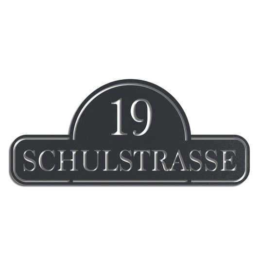 Retro Straßenschild mit Nummer – Edelstahl Anthrazit RAL 7016