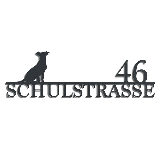 Straßenschild mit Hund – Edelstahl Anthrazit RAL 7016