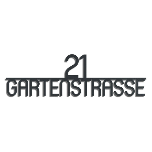 Zentriertes, Modernes Straßenschild Abgerundet – Edelstahl Anthrazit RAL 7016
