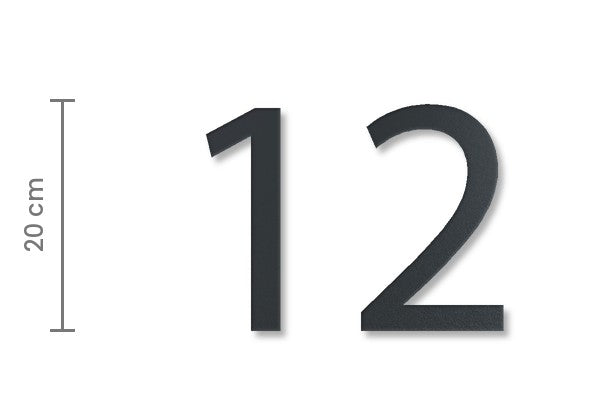 Moderne Hausnummer 12 aus Edelstahl