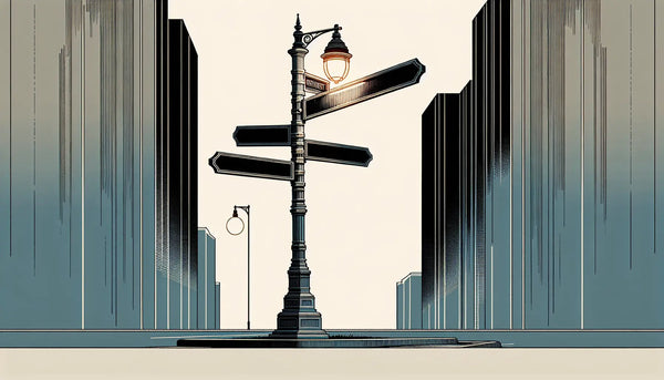 skizziertes städtisches straßenschild bei nacht mit beleuchtung und architektur ohne menschen in reduziertem stil
