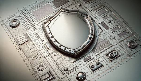 Edelstahlschild mit unterschiedlichen Stahlflächen korrosionsbestaendig technische zeichnung im westerwerk stil