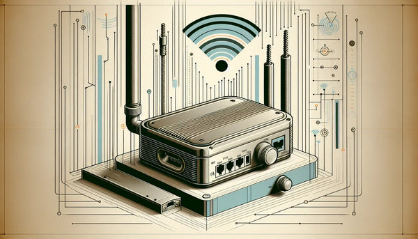 Technische Skizze eines Ring Chime Pro mit WLAN Signalwellen in Polynesian Blue auf weissem Hintergrund