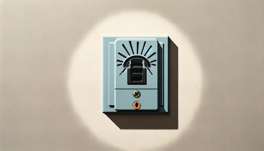 Ring Türklingel mit leuchtendem Telefonsymbol als technische Zeichnung an weisser Wand im Westerwerk Stil