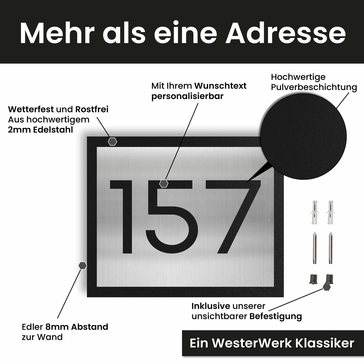 Moderne, zwei-schichtige Hausnummer