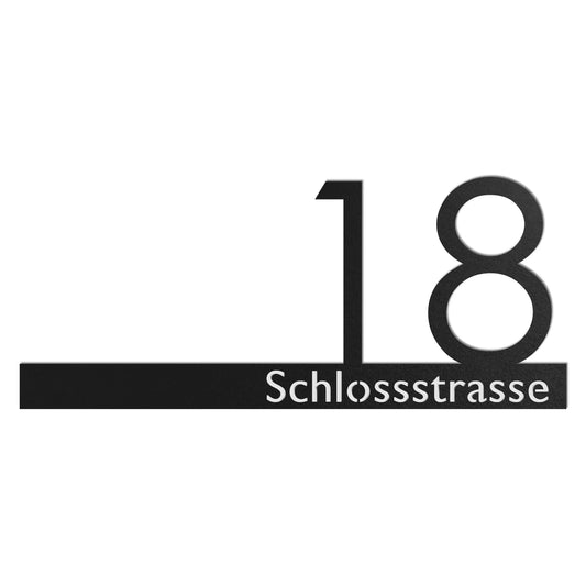 Edelstahl Straßenschild mit Hausnummer personalisiert – Straßenschild mit Hausnummer, lasergeschnitten · WesterWerk