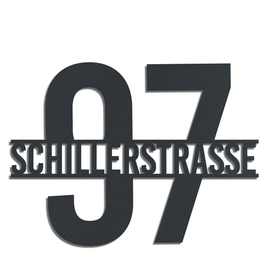 Straße vor Nummer – Edelstahl Anthrazit RAL 7016