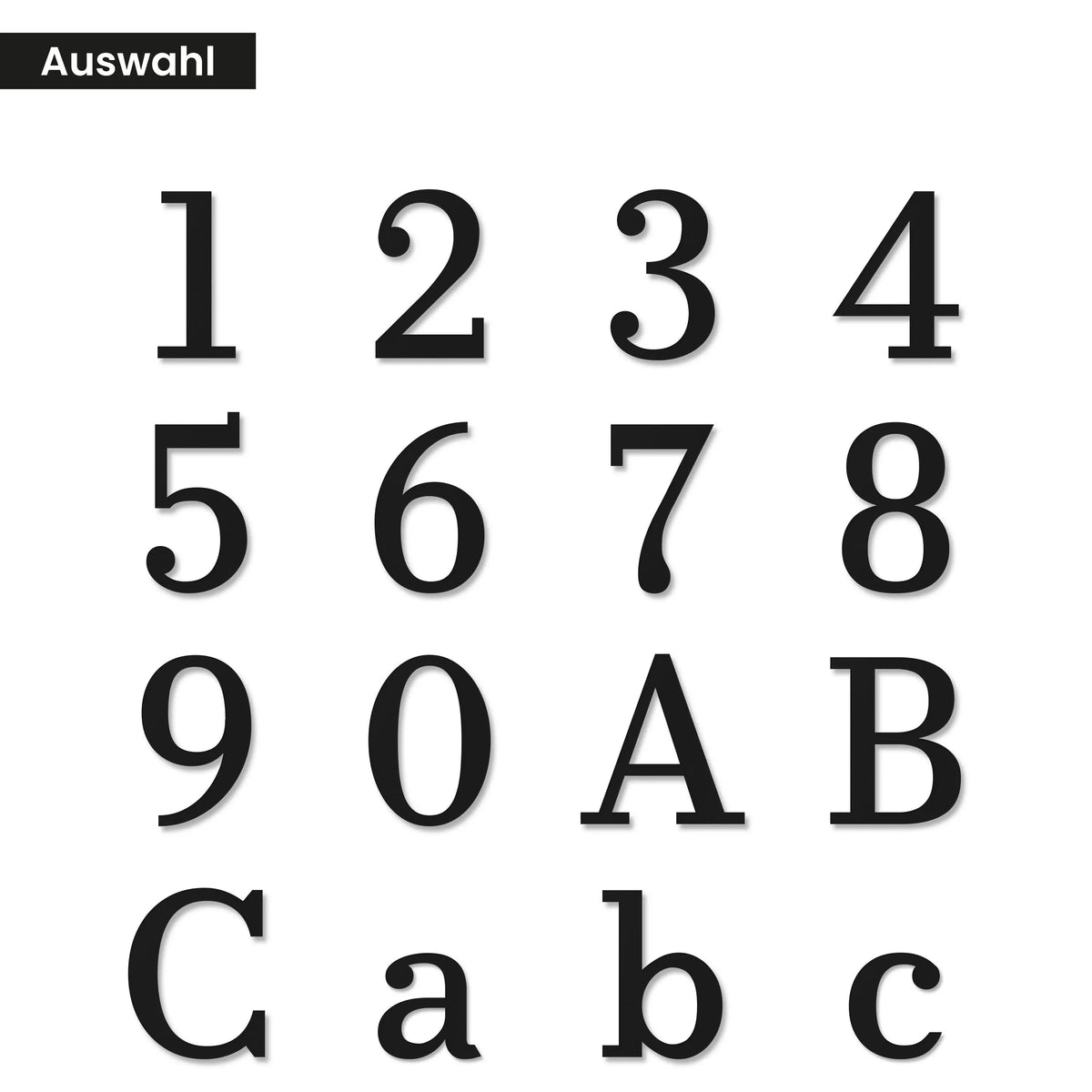Elegante Hausnummer – Auswahl Ziffern und Buchstaben