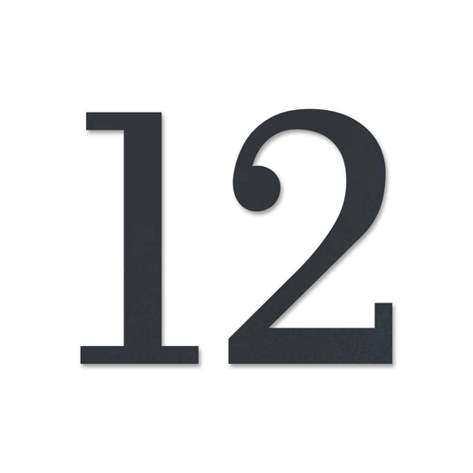 Edelstahl Hausnummer personalisiert – Elegante Hausnummer „12“, lasergeschnitten · WesterWerk