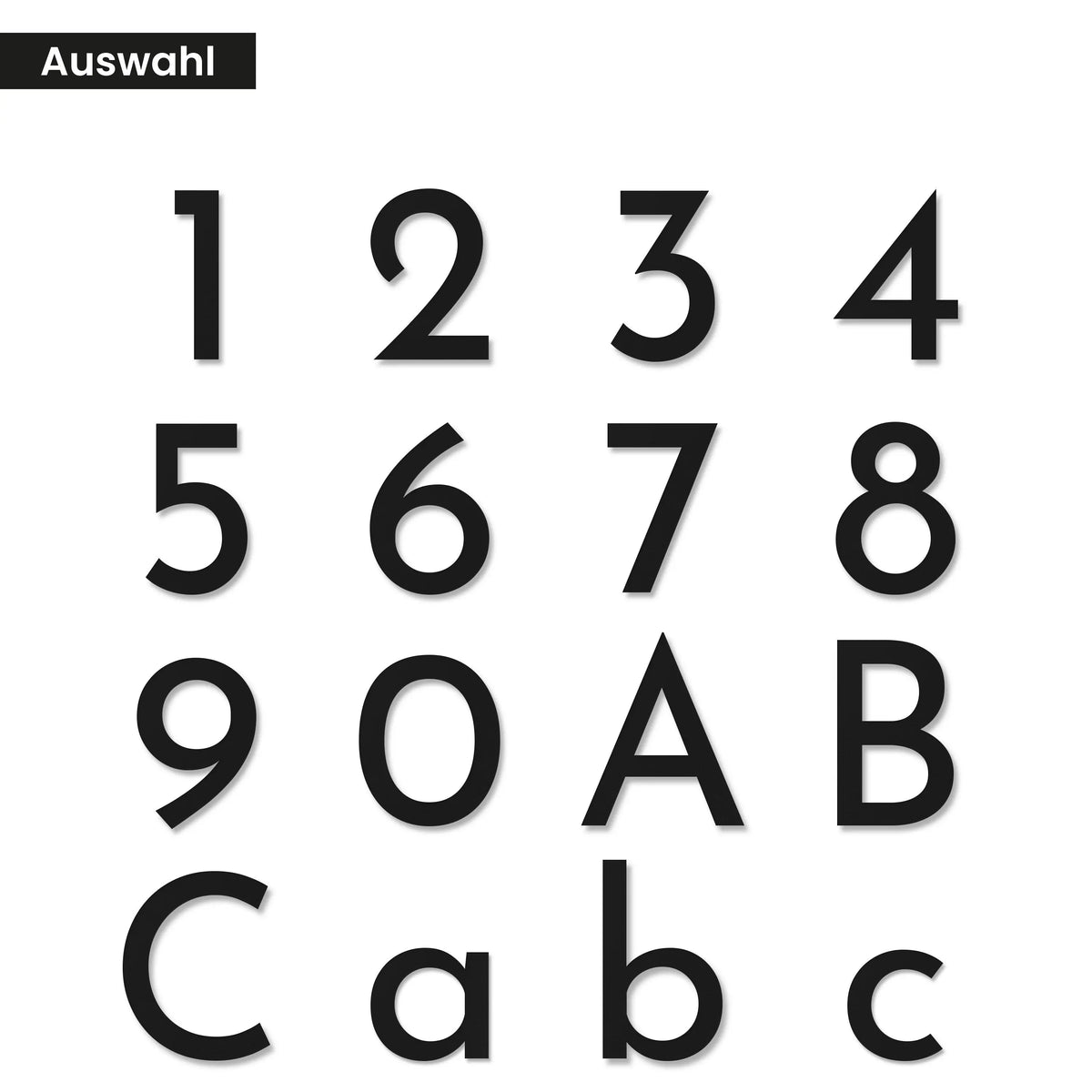 Geometrische Hausnummer – Auswahl Ziffern und Buchstaben