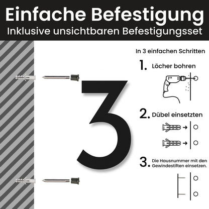 Geometrische Hausnummer – Einfache Befestigung mit unsichtbarem Befestigungsset
