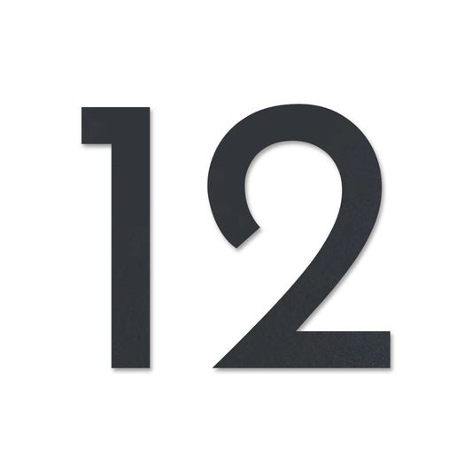 Edelstahl Hausnummer personalisiert – Geometrische Hausnummer „12“, lasergeschnitten · WesterWerk