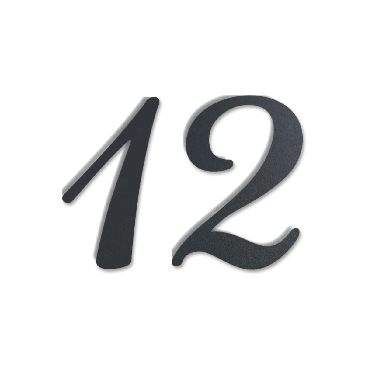 Edelstahl Hausnummer personalisiert – Geschwungene Hausnummer „12“, lasergeschnitten · WesterWerk