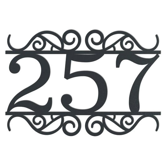 Verzierte Hausnummer – Edelstahl Anthrazit RAL 7016