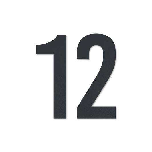 Edelstahl Hausnummer personalisiert – Gewagte Hausnummer „12“, lasergeschnitten · WesterWerk