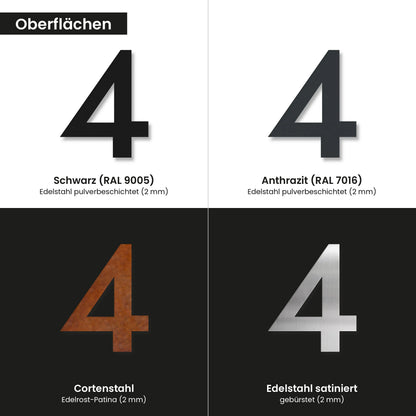 Klare Hausnummer – Oberflächen im Vergleich
