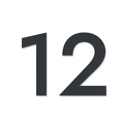 Edelstahl Hausnummer personalisiert – Klare Hausnummer „12“, lasergeschnitten · WesterWerk