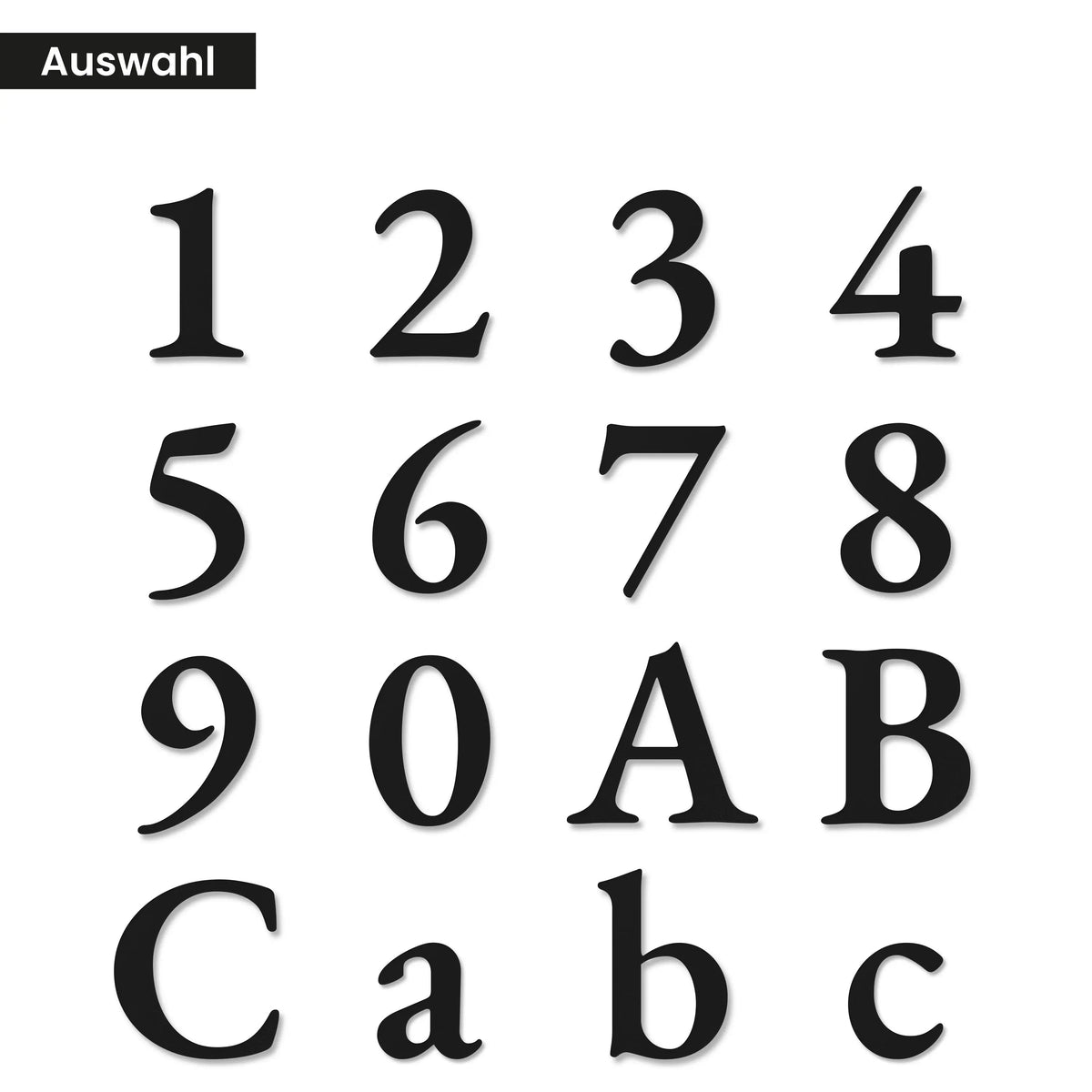 Klassische Hausnummer – Auswahl Ziffern und Buchstaben