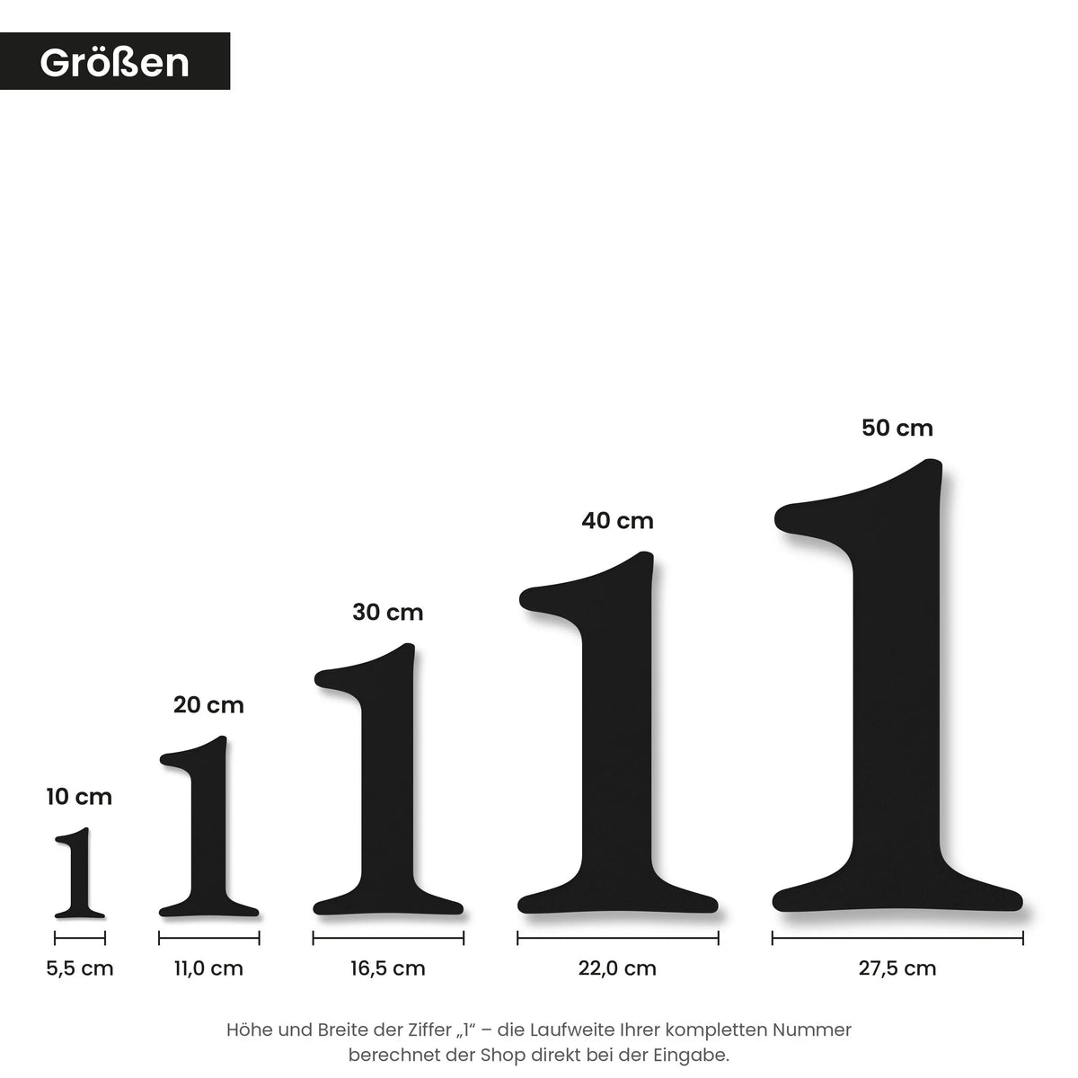 Klassische Hausnummer – Größen 10 bis 50 cm