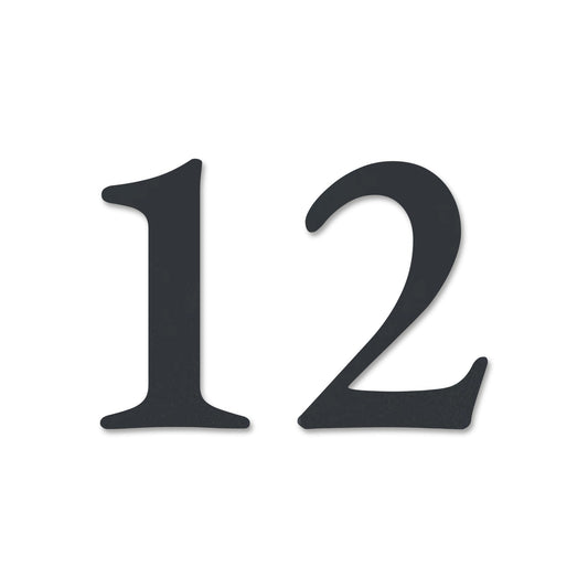 Edelstahl Hausnummer personalisiert – Klassische Hausnummer „12“, lasergeschnitten · WesterWerk