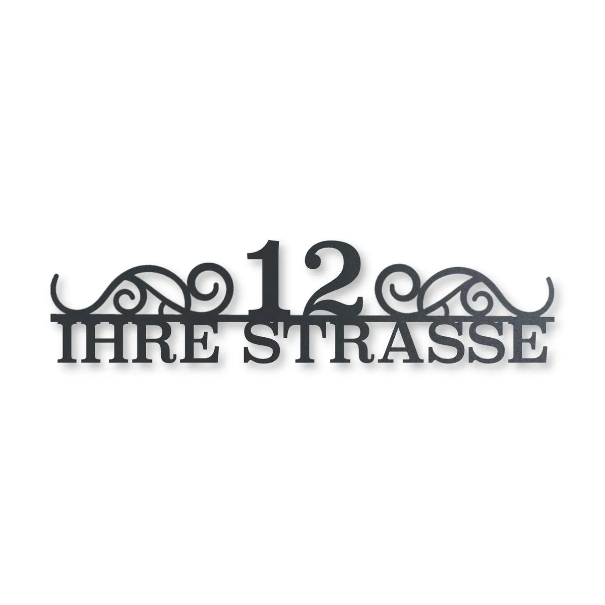 Edelstahl Straßenschild mit Hausnummer personalisiert – Klassisches Straßenschild, Edelstahl Anthrazit RAL 7016 · WesterWerk [checkout]