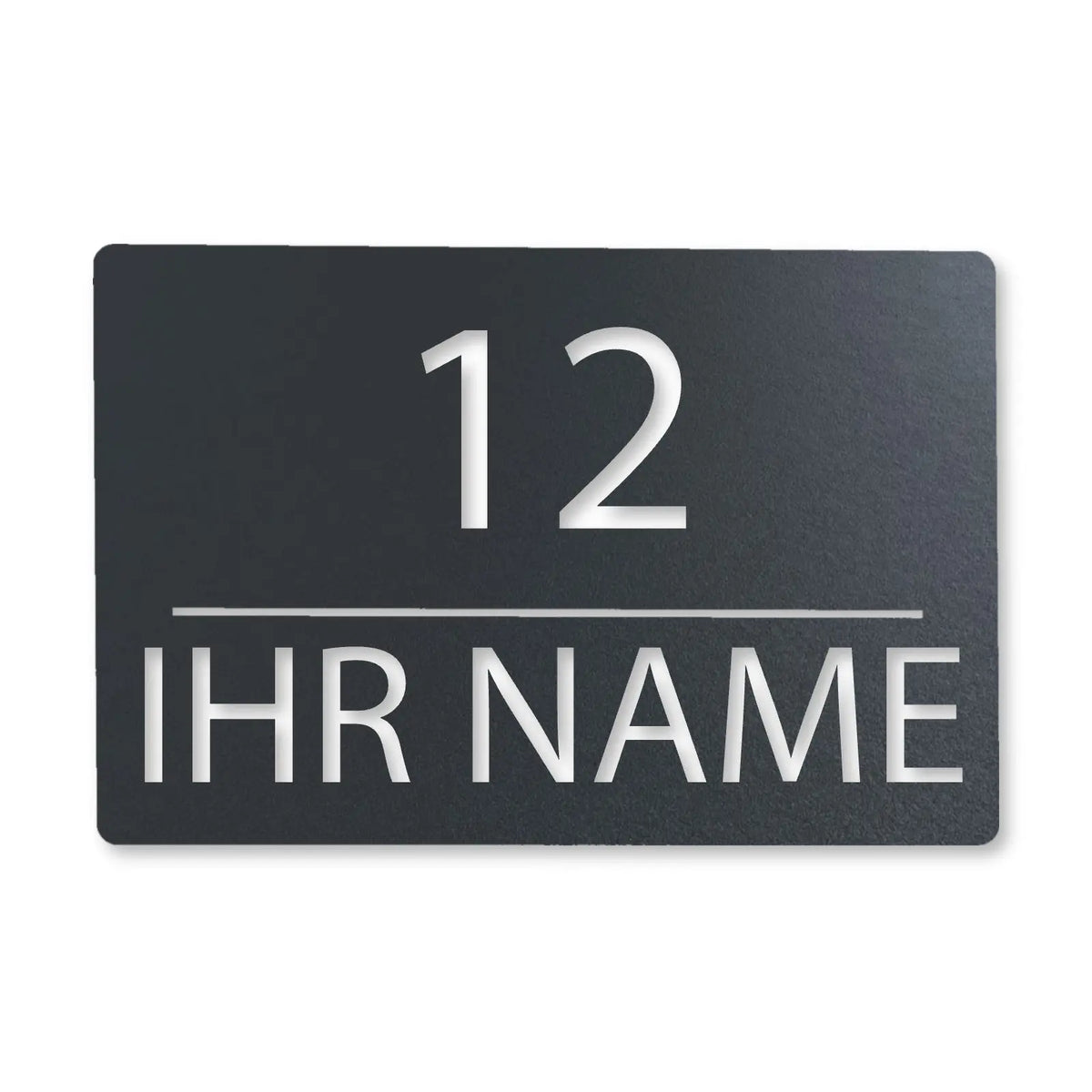 Edelstahl Hausnummernschild personalisiert – Linienschild, Edelstahl Anthrazit RAL 7016 · WesterWerk [checkout]