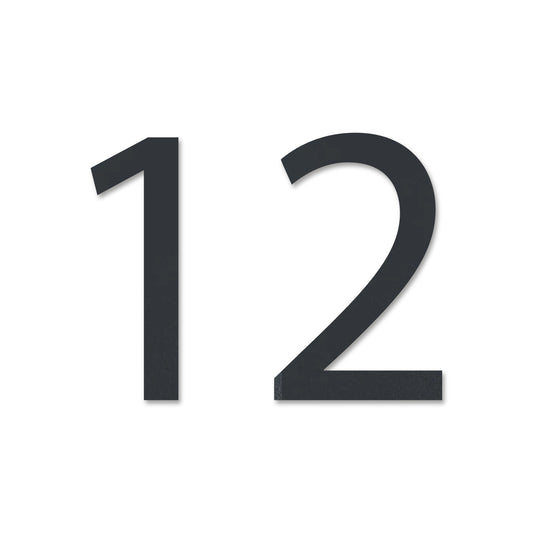 Edelstahl Hausnummer personalisiert – Moderne Hausnummer „12“, lasergeschnitten · WesterWerk