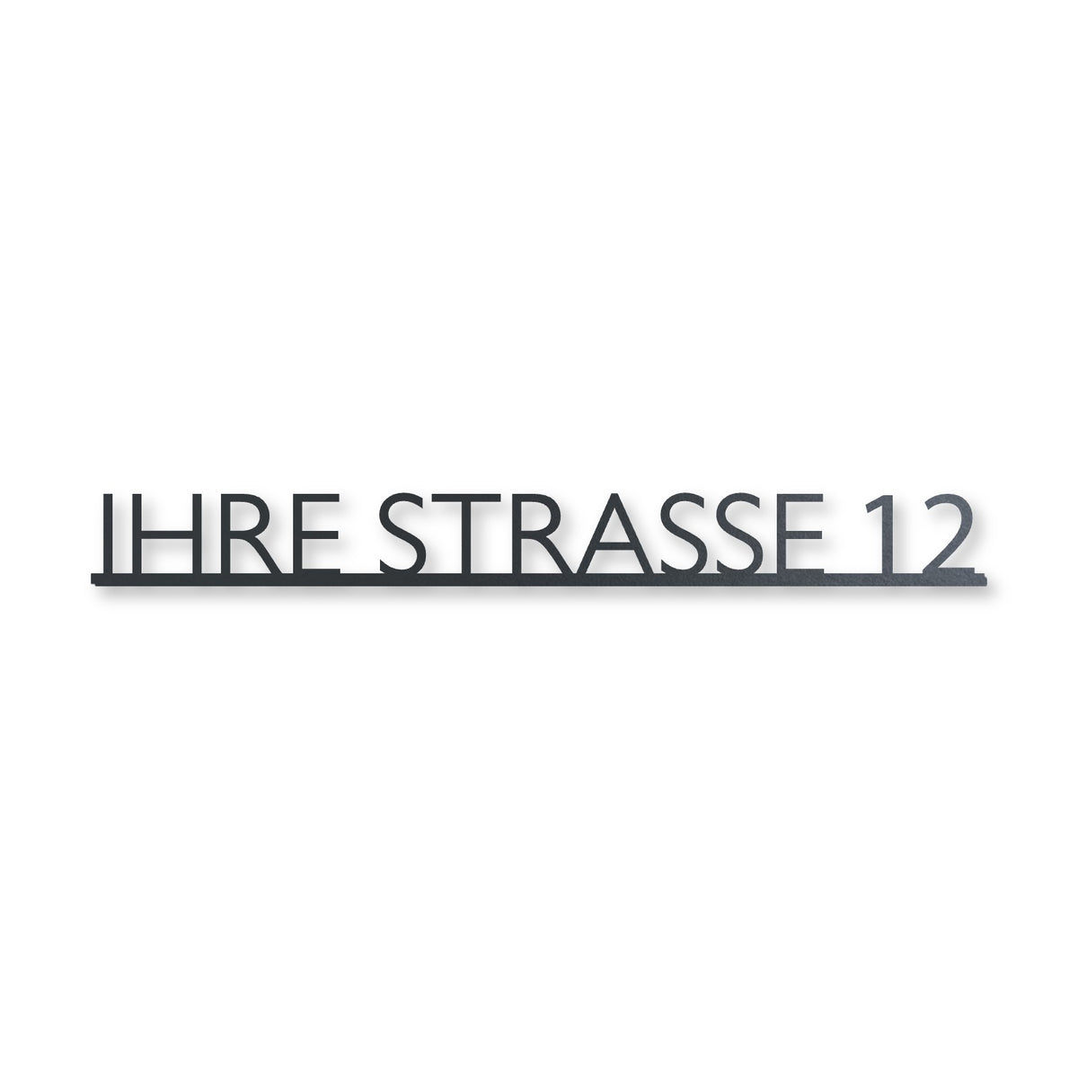 Edelstahl Straßenschild mit Hausnummer personalisiert – Modernes Einzeiliges Straßenschild, Edelstahl Anthrazit RAL 7016 · WesterWerk [checkout]