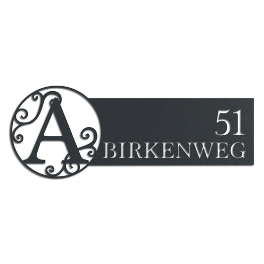 Monogramm Straßenschild – Edelstahl Anthrazit RAL 7016