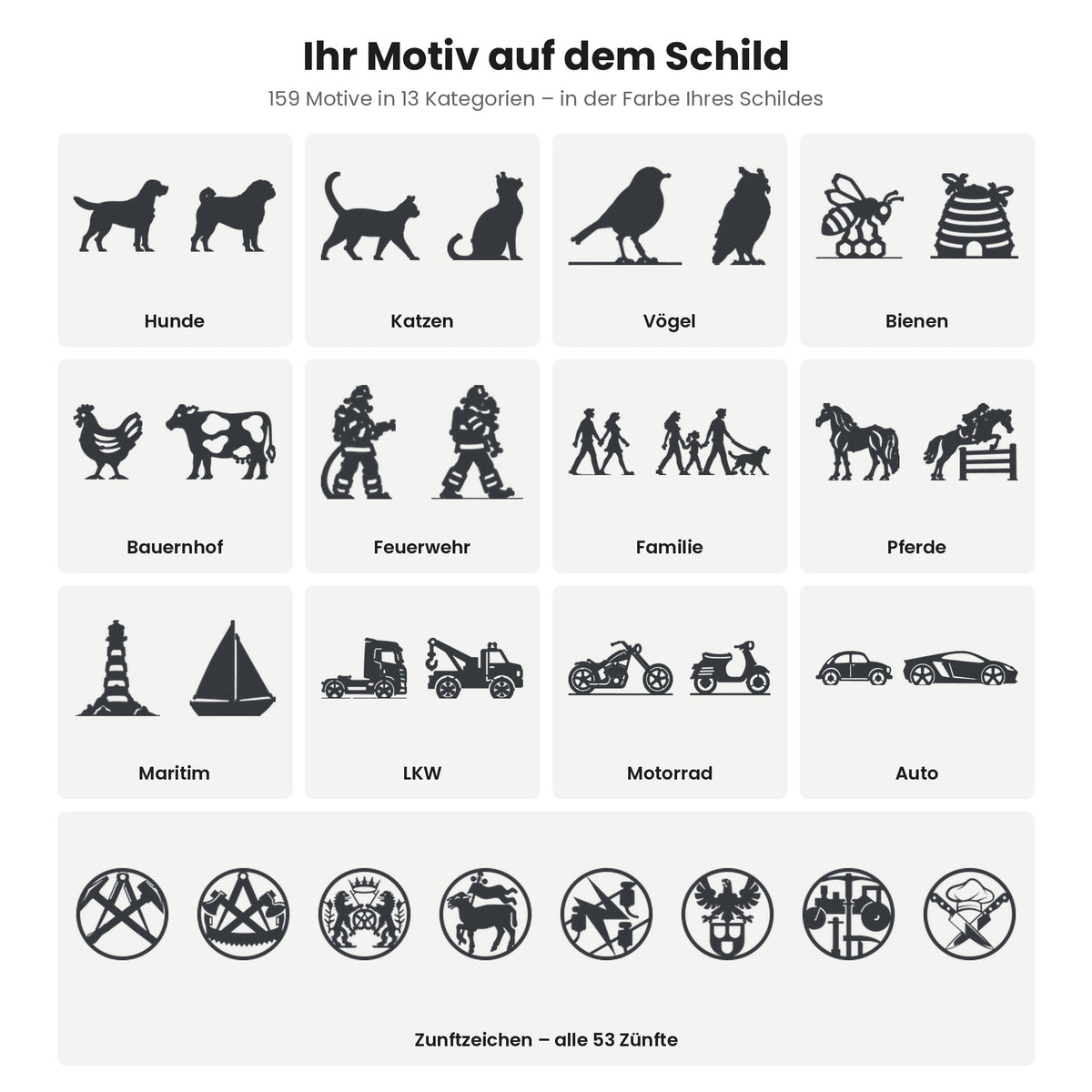 Straßenschild mit Motiv – 159 Motive in 13 Kategorien, auch alle 53 Zunftzeichen