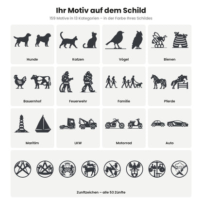 Straßenschild mit Motiv – 159 Motive in 13 Kategorien, auch alle 53 Zunftzeichen