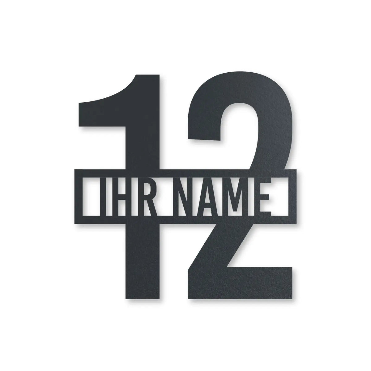 Edelstahl Hausnummer personalisiert – Name vor der Nummer, Edelstahl Anthrazit RAL 7016 · WesterWerk [checkout]