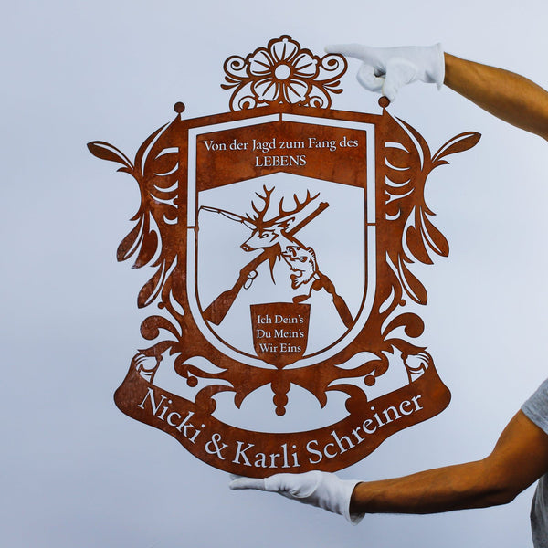 Jagdwappen aus Cortenstahl
