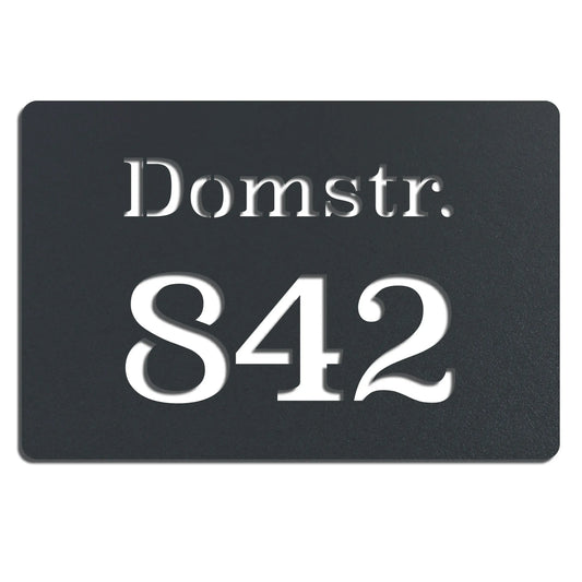 Straße und Nummer – Edelstahl Anthrazit RAL 7016