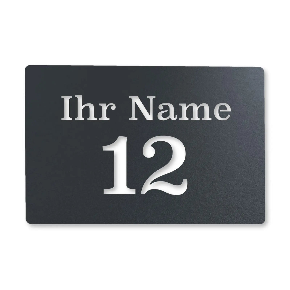 Edelstahl Hausnummernschild personalisiert – Straße und Nummer, Edelstahl Anthrazit RAL 7016 · WesterWerk [checkout]