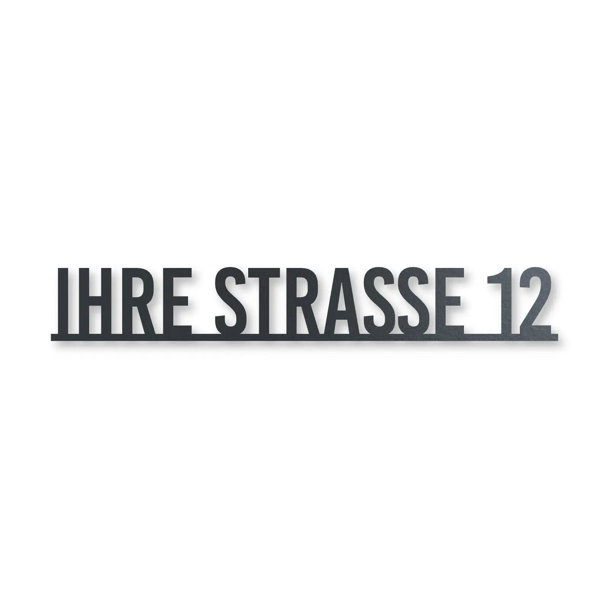 Edelstahl Straßenschild mit Hausnummer personalisiert – Straßenschild mit Hausnummer auf einer Linie, Edelstahl Anthrazit RAL 7016 · WesterWerk [checkout]