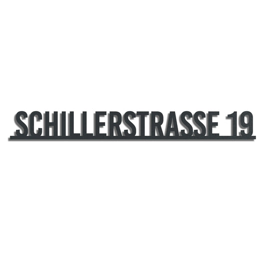 Straßenschild mit Hausnummer auf einer Linie – Edelstahl Anthrazit RAL 7016