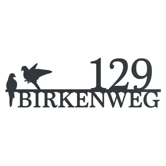Straßenschild mit Vögeln – Edelstahl Anthrazit RAL 7016