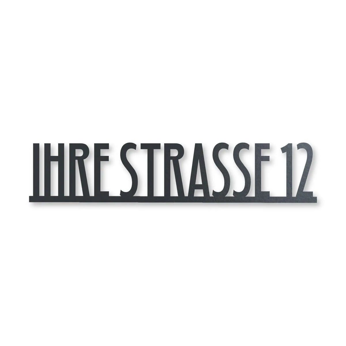 Edelstahl Straßenschild mit Hausnummer personalisiert – Straßenschild Modern, Edelstahl Anthrazit RAL 7016 · WesterWerk [checkout]