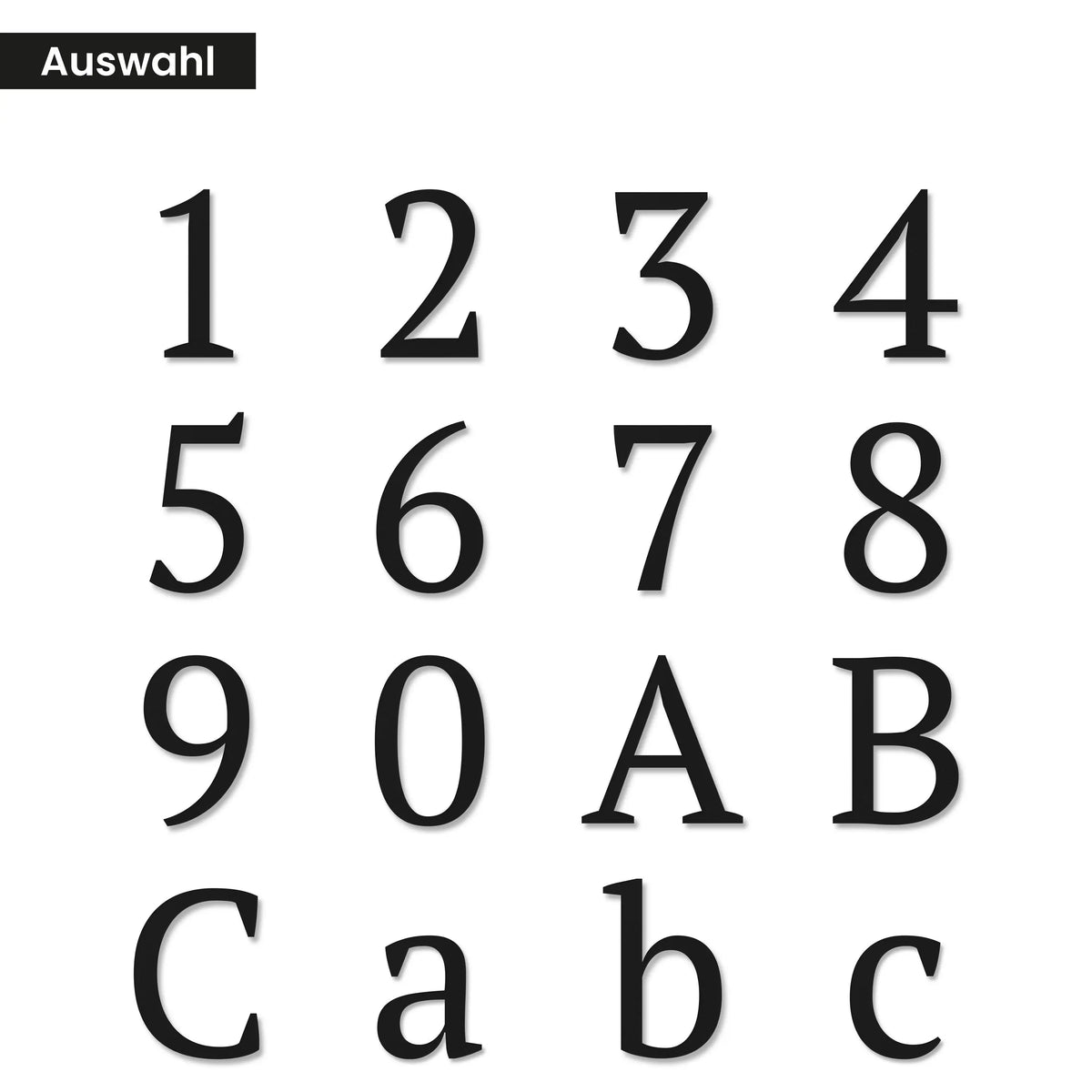 Zeitlose Hausnummer – Auswahl Ziffern und Buchstaben