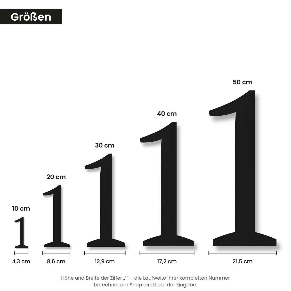 Zeitlose Hausnummer – Größen 10 bis 50 cm