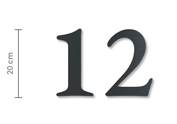 Klassische Hausnummer – Beispiel 12, 20 cm hoch