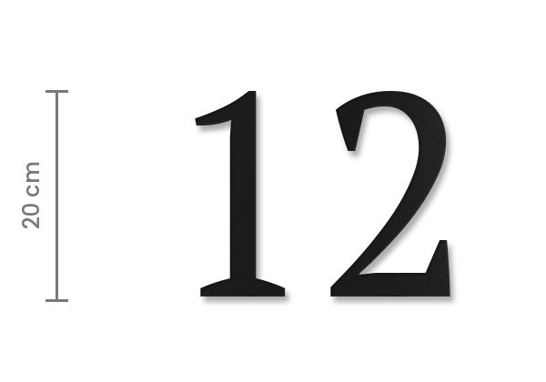 Zeitlose Hausnummer – Beispiel 12, 20 cm hoch